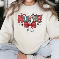 Festive Stethoscope Bow Sweatshirt, Christmas Nurse Sweatshirt, Holiday RN Crewneck, Nursing Student Sweater, Medical Christmas Pullover