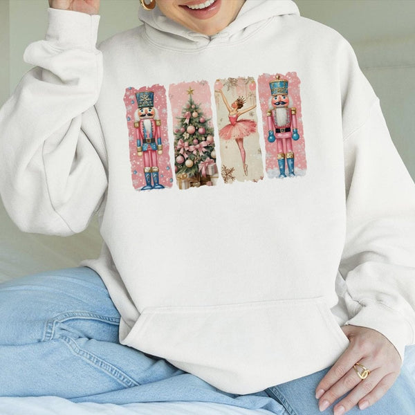 Watercolor Ballet Dancer Holiday Sweatshirt, Nutcracker Christmas Hoodie, Festive Xmas Tree Pullover, Nutcracker Ballet Prese