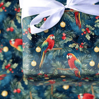 Tropical Holiday Bird Gift Wrap, Macaw Christmas Wrapping Paper, Watercolor Scarlet Macaw Wrapping Paper, Festive Winter Present Wrap