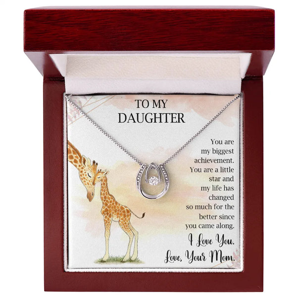 Dancing Crystal Pendant Necklace, To My Daughter Horseshoe Necklace, Lucky Horseshoe Charm Necklace, Graduation Christmas Pre