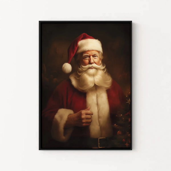 Retro Christmas Portrait Art Print, Classic Vintage Santa Claus Poster, Nostalgic Holiday Wall Art, Festive Winter Xmas Poste