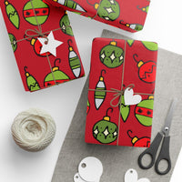 Doodle Ornament Gift Wrap, Christmas Ornament Wrapping Paper, Retro Ornament Wrapping Paper, Holiday Ornament Gift Wrap, Festive Winter Wrap