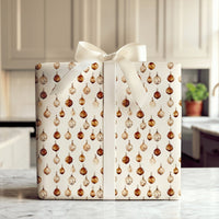 Watercolor Christmas Wrapping Paper, Neutral Bauble Wrapping Paper, Beige Ornament Holiday Wrapping Paper, Rustic Winter Gift Wrap Roll