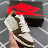 Low Top Sneakers, Brown White Colorway, Lace Up Design, Casual Gift for Sneaker Fans