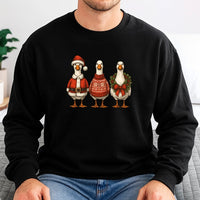 Humorous Holiday Goose Crewneck, Christmas Goose Sweatshirt, Retro Farm Animal Winter Sweater, Festive Xmas Goose Graphic Pullover Sweatshirt