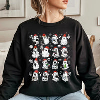 Spooky Book Lover Graphic Crewneck, Christmas Ghost Reading Sweatshirt, Comfy Bookish Holiday Sweater, Reader Romance Xmas Pullover Present