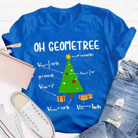 Humorous Geometry Pun Xmas Tree Shirt, Oh Geometree Math Christmas T-Shirt, Math Teacher Holiday Tee, Student Math Humor Shirt Present