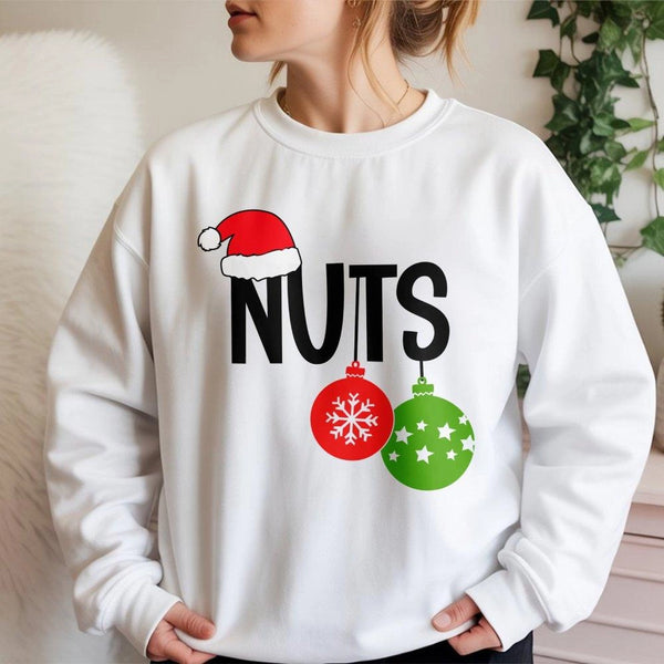 Santa Hat Holiday Sweater, Humorous Christmas Nuts Sweatshirt, Cheeky Xmas Pullover, Couples Matching Ugly Christmas Sweatshi