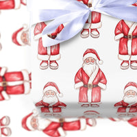 Classic Santa Claus Christmas Gift Wrap, Watercolor Santa Wrapping Paper, Traditional Red Holiday Present Paper, Festive Present Packaging Roll