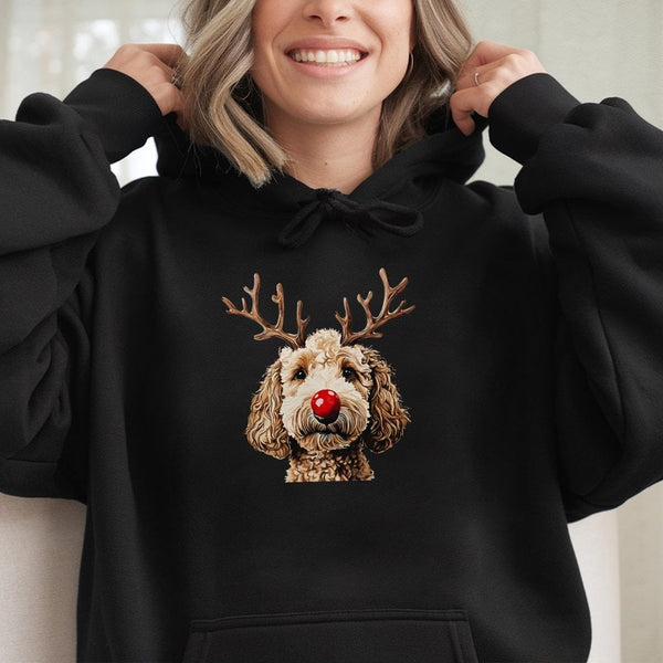 Reindeer Antlers Dog Hoodie, Christmas Goldendoodle Hoodie, Adorable Holiday Doodle Hoodie, Festive Xmas Puppy Sweatshirt, Do