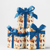 Reindeer Dog Holiday Gift Wrap, Chow Chow Christmas Wrapping Paper, Adorable Puppy Winter Paper Roll, Dog Lover Gift Wrap, Xmas Wrapping Paper