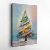 Colorful Xmas Tree Print, Abstract Christmas Tree Wall Art Digital Download, Modern Holiday Poster, Printable Festive Canvas Decor