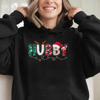 Festive Reindeer Antler Hooded Sweatshirt, Hubby Christmas Hoodie, Matching Couples Holiday Pullover, Xmas Present for Husband