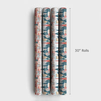 Red Tokyo Tower Gift Wrap, Snowy Tokyo Cityscape Wrapping Paper, Watercolor Winter Holiday Gift Wrap Roll, Japan Christmas Wrapping Paper