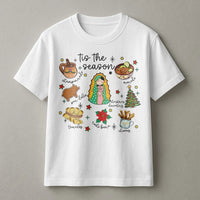 Mexican Christmas T-Shirt, Tis the Season Virgencita T-Shirt, Feliz Navidad Graphic Tee, Virgin Mary Holiday T-Shirt, Xmas Present for Her