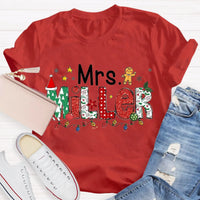 Custom Name Holiday Tee, Personalized Christmas Teacher T-Shirt, Adorable Merry Educator Shirt, Christmas Teacher Present