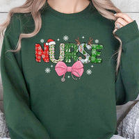 Festive Holiday Bow Healthcare Sweater, Christmas Nurse Stethoscope Sweatshirt, Adorable Medical RN ER Crewneck, Nurse Xmas Present