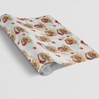 Santa Dog Gift Wrap, Pomeranian Christmas Wrapping Paper, Adorable Watercolor Pom Present Wrap, Holiday Pet Lover Present Packaging Paper Roll