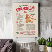Watercolor Gingerbread Kitchen Poster, Gingerbread Cookie Recipe Canvas Art, Christmas Baking Wall Decor, Gingerbread Digital Download
