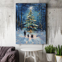 Snowy Winter Landscape Canvas Print, Christmas Tree Forest Wall Art Print, Holiday Oil Painting Wall Art, Digital Download Printable Art