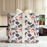 Video Game Holiday Gift Wrap, Santa and Controller Wrapping Paper, Adorable Santa Head Christmas Wrapping Paper, Gamer Gift Wrap Paper
