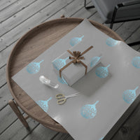 Christmas Ornament Gift Wrap, Blue Diamond Bauble Wrapping Paper, Winter Holiday Wrapping Paper, Elegant Xmas Present Gift Wrap Roll