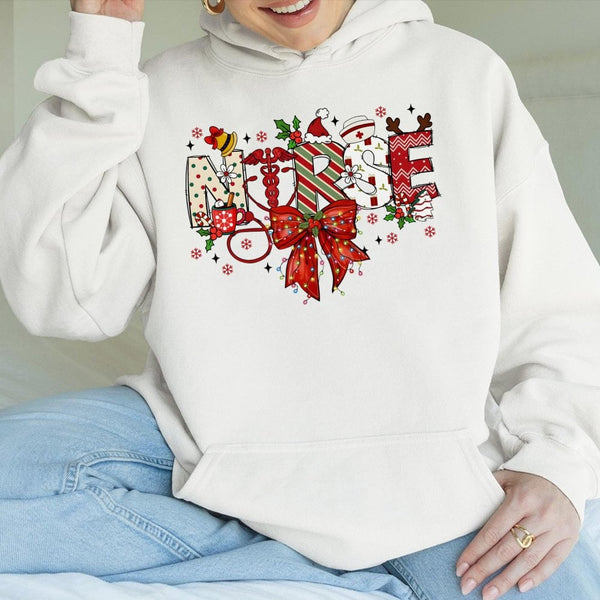 Festive RN Medical Design Sweatshirt, Christmas Nurse Hoodie, Registered Nurse Practitioner Hoodie, Comfy Winter Healthcare H