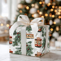 San Francisco Holiday Gift Wrap, Cable Car Christmas Wrapping Paper, Merry Christmas Wrapping Paper, Watercolor Winter City Paper Roll