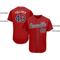 Custom Baseball Jersey - Red Navy-White