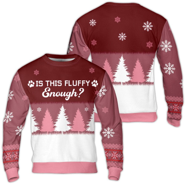 Dog Lover Paw Holiday Sweater, Is This Fluffy Enough Ugly Christmas Sweater, Humorous Pet Sweatshirt, Adorable Xmas Crewneck,