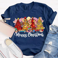 Festive Holiday Tree Graphic Tee, Merry Christmas Colorful Tree T-Shirt, Retro Xmas Tree Shirt, Winter Holiday Apparel, Christmas Tree Present