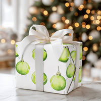 Xmas Ornament Gift Wrap, Tennis Ball Wrapping Paper, Watercolor Tennis Holiday Wrap, Sports Fan Christmas Wrapping Paper, Holiday Gift Wrap