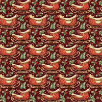 Red and Gold Santa Sleigh Gift Wrap, Victorian Christmas Wrapping Paper, Vintage Holiday Wrapping Paper, Traditional Xmas Gift Wrap Roll
