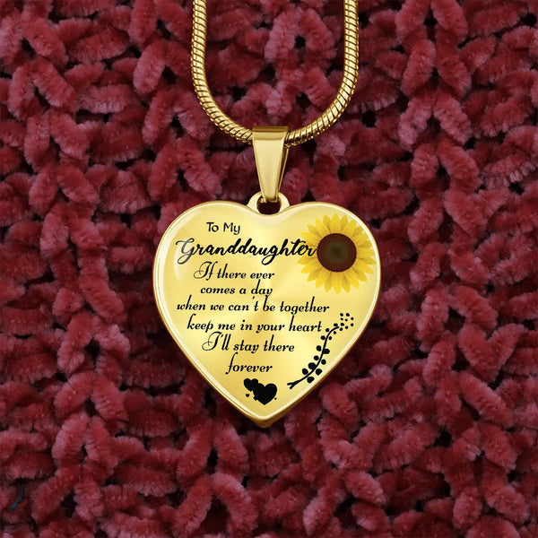 Sunflower Granddaughter Necklace, To My Granddaughter Heart Necklace, Grandma to Granddaughter Pendant, Birthday Christmas Je