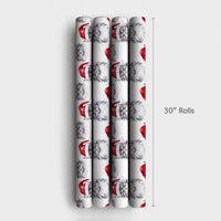 Cat in Santa Hat Gift Wrap, Grey Cat Christmas Wrapping Paper, Watercolor Kitten Holiday Wrapping Paper, Pet Lover Xmas Present Paper