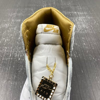 Retro High Top Sneakers, White Gold Colorway, Lace Up Design, Casual Gift for Sneaker Fans