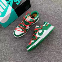 Low Top Sneakers, Green Off White Colorway, Lace Up Design, Casual Gift for Sneaker Fans