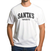 Distressed Varsity Christmas Shirt, Santa's Favorite T-Shirt, Vintage Holiday Graphic Tee, Retro Santa Claus Tee, Xmas Present for Family