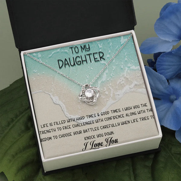 Love Knot Pendant Necklace, To My Daughter Necklace, Sentimental Daughter Necklace from Dad, Birthday Christmas Keepsake Pres