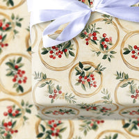 Gold Ring Holiday Gift Wrap, Watercolor Red Berry Christmas Wrapping Paper, Botanical Berry Wrapping Paper, Elegant Xmas Gift Wrapping Paper