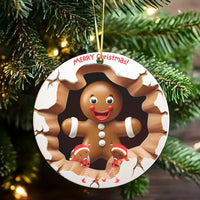Elves and Cookies Christmas Ornament, Gingerbread Man Ceramic Ornament, Festive Holiday Tree Ornament, Sweet Winter Keepsake Decor Present