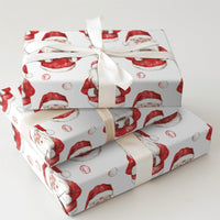 Hot Cocoa Christmas Gift Wrap, Watercolor Santa Wrapping Paper, Adorable Santa Claus Holiday Wrapping Paper, Polka Dot Xmas Wrapping Paper Roll
