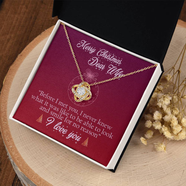 18k Gold Stainless Steel Love Knot Pendant, Christmas Love Knot Necklace for Wife, Message Card Holiday Necklace, Romantic Pr