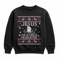 Humorous Gym Xmas Sweatshirt, Jesus Deadlifter Ugly Christmas Sweatshirt, Christian Weightlifting Holiday Sweatshirt, Fitness Lover Sweater
