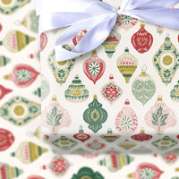 Retro Christmas Ornament Gift Wrap, Vintage Ornament Wrapping Paper, Festive Xmas Ornament Wrapping Paper, Colorful Holiday Wrapping Paper