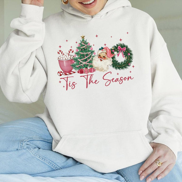 Tis the Season Christmas Hoodie, Retro Santa Claus Christmas Hoodie, Holiday Santa Graphic Sweatshirt, Festive Xmas Hoodie, W
