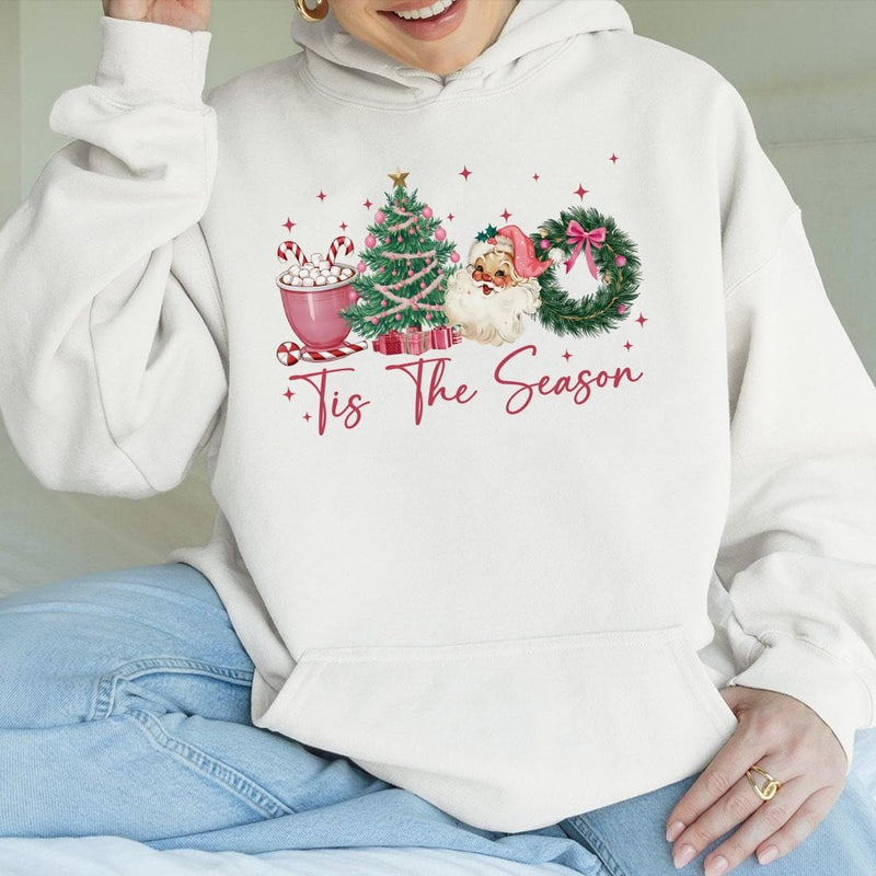 Tis the Season Christmas Hoodie, Retro Santa Claus Christmas Hoodie, Holiday Santa Graphic Sweatshirt, Festive Xmas Hoodie, Winter Present