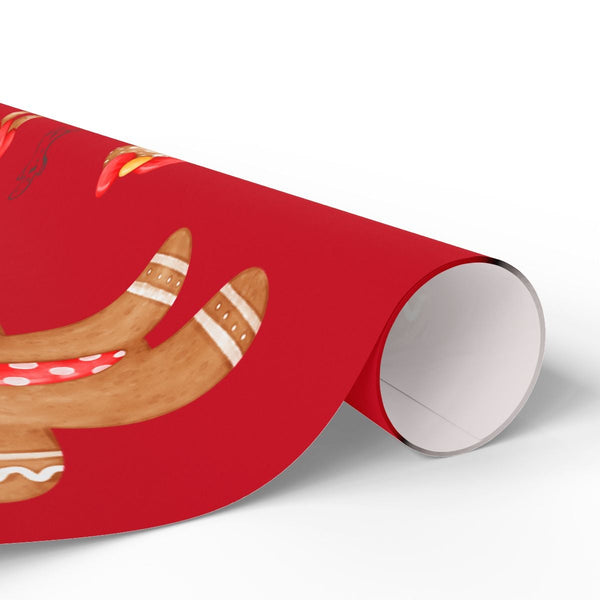 Christmas Mushroom Gift Wrap, Gingerbread Man Wrapping Paper, Whimsical Holiday Present Wrap, Adorable Xmas Gingerbread Gift 