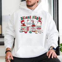Humorous Medical Nurse Holiday Sweatshirt, Silent Night Christmas Hoodie, Hospital Winter Pullover, Adorable Xmas Hooded Sweatshirt