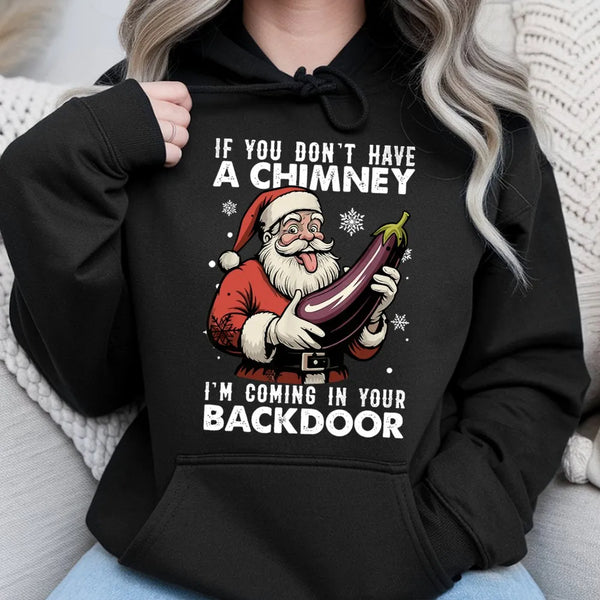 Humorous Santa Christmas Hoodie, If You Don't Have a Chimney Hoodie, Sarcastic Santa Graphic Hoodie, Rude Xmas Humor Hooded S